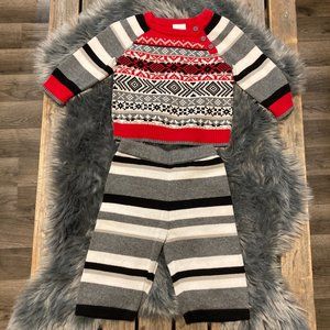 Hanna Andersson black white red Christmas winter knit sweater 70 cm